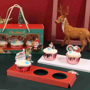 Vindueskasse Rød farvetryk Mat Cupcake-emballage med håndtag