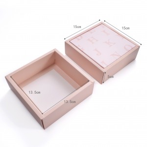 गुलाबी रंग 2 तुकडे पेपर गिफ्ट बॉक्स 400gsm पांढरा पुठ्ठा फोल्डिंग बॉक्स रिबनसह