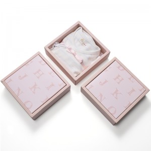 Papierowe pudełko upominkowe w kolorze różowym, 400 g / m2, białe składane pudełko kartonowe ze wstążką