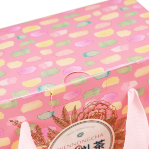 صندوق هدايا وردي اللون 22pt صندوق ورق من الورق المقوى مع مقبض الشريط