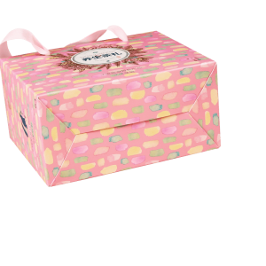 Ružičasta darovna kutija Kartonska kutija u boji 22pt s ručkom od vrpce