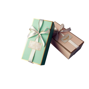 Luxusná darčeková zásuvková krabička so zlatým logom s farebným potlačou a stuhou