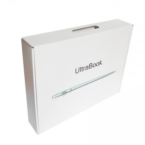 White Mailer Recycled Corrugated Box Laptop Computer Packaging with  plastic handle