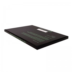 Луксузно црно печатење Цврста табла со дебелина од 1,5 мм Тенка кутија за подароци од две парчиња