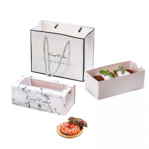 Printe wyt karton papier Dessert Packaging Box Slide Drawer Box mei PET finster