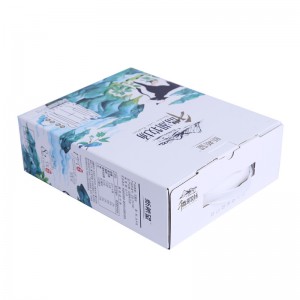 Beyaz Baskılı Oluklu Dış Karton Plastik Saplı Sütlü Tam Bindirme Üst Kapak