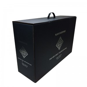 Произведено в Китай, отпечатана луксозна черна гофрирана кутия, разкъсана кутия за доставка
