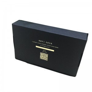 Розкішна чорна подвійна офсетна пакувальна коробка для паперу з пластиковою ручкою