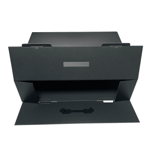豪華な黒のダブル オフセット印刷用紙の包装箱のプラスチック ハンドル