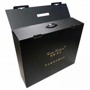 Luksuzna crna kutija za pakiranje papira za dvostruki ofsetni tisak s plastičnom ručkom