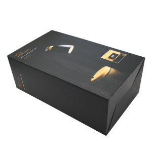 Black Color Paper Packaging Box Self Lock Bottom LED