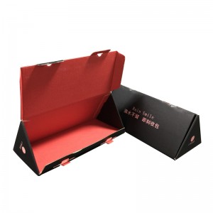 Caixa triangular de impresión personalizada Caixa de embalaxe ondulada con peche de bloqueo