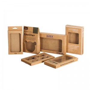 አርማ ማተም እንደገና ጥቅም ላይ ሊውል የሚችል Kraft Brown Paper Cardboard Box ከ PVC መስኮት ጋር