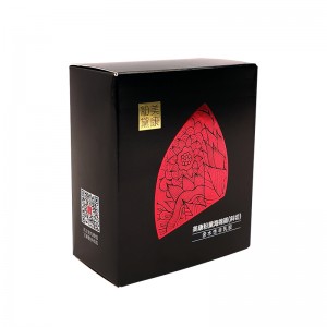 Black Printing Hot Stamping Golden Red Print Paper Gift Box para sa Cosmetics