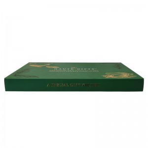Embalatge de bosses de te de caixa de regal verda amb logotip d'estampació en calent d'or de luxe