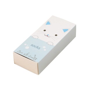 China Cheap Factory OEM Logo Recyclable 400gram White Board Cute Cartoon Printing Pull Type Papier Gift Box foar sokken