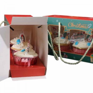 Window Box Red Color Print Matte Cupcake Balení s rukojetí
