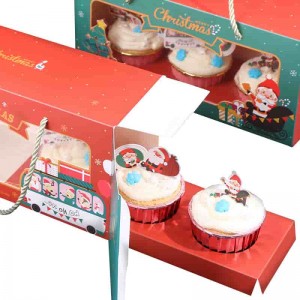 Fensterbox, roter Farbdruck, matte Cupcake-Verpackung mit Griff