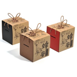 جعبه کاغذی راه راه کوچک جعبه بسته بندی عسلی با دکور و آستین