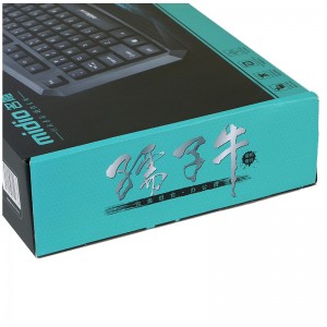 Caja de embalaje de papel corrugado frontal negra para teclado