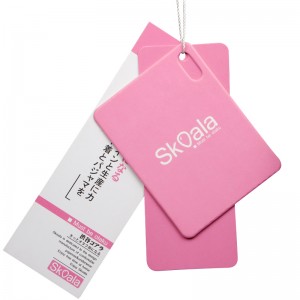 Etiqueta de roba de tauler de paper reciclable biodegradable de color rosa amb logotip personalitzat OEM a l'engròs