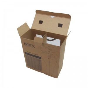 Ribbon Handle Kraft Cardboard Environmentally Degradable Paper Shoe Packaging Box with Window