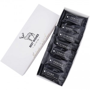 Chinese Factory Folding Gift Box Biscuits Packaging With Black Hot Stamping Logo