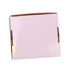 Розкішна блискуча складна подарункова коробка рожево-золотистого кольору з гарячим тисненням
