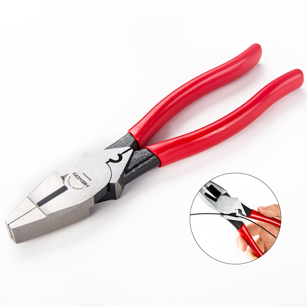 Professional Lineman’s Plier With Fish Tape Pulling And Crimping Jaws