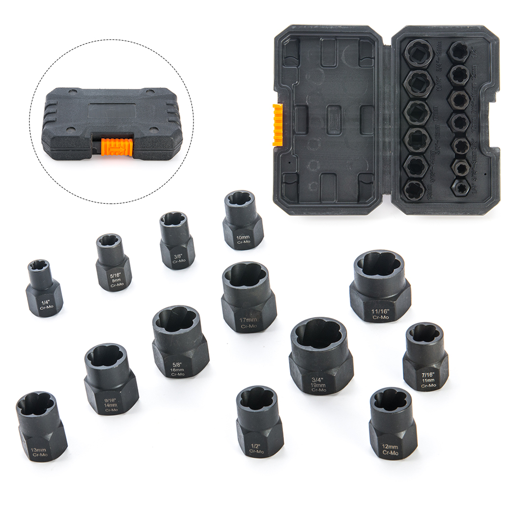 13PCS Damaged Impact Bolt Screw And Nut Remover Extractor Set