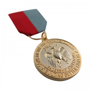 Military Medal Gold Nickel Plating With Ribbon
