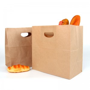 China OEM Die Cut Weed Bags Manufacturers –  100% Biodegradable  Die Cut Handle Kraft Paper Shopping Packaging Bag  – Heyi