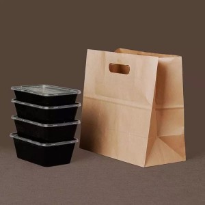 100% Biodegradable  Die Cut Handle Kraft Paper Shopping Packaging Bag