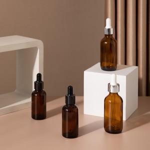 Amber / Silver 30ml 50ml Glass Dropper Bottle for Skincare Essenence