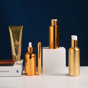 Affordable Luxury Golden Surface PET Skincare Packaging Bottles