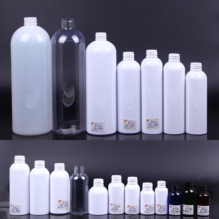 Round PET plastic cosmetics 1000ml 750ml 500ml 250ml 200ml 100ml bottles