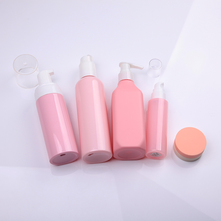 Pink 60ml 150ml 200ml 250ml custom made skincare bottles packaging set