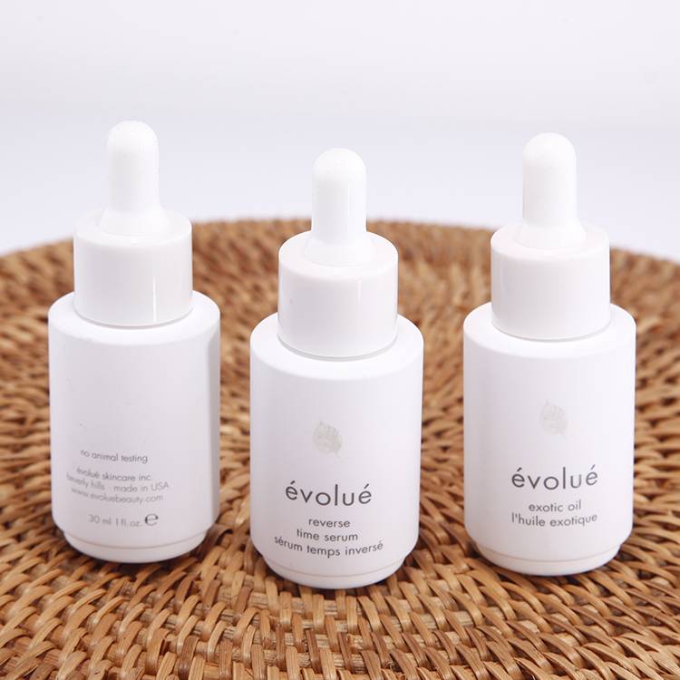 Elegant Pure White Skincare Essence oil Plastic Dropper Bottle 30ml
