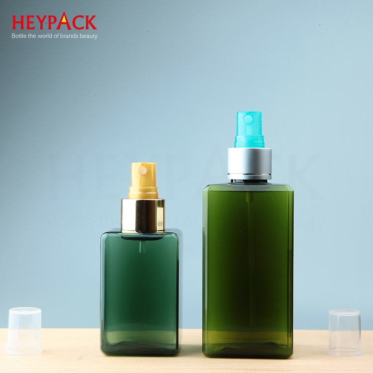 100ml 250ml green color square PETG plastic shampoo bottle
