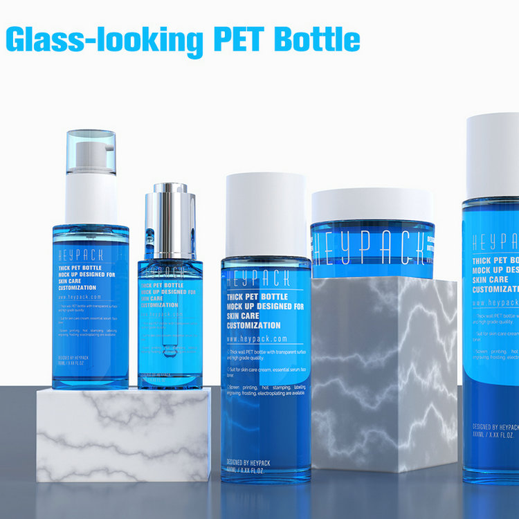 sea blue color organic cosmetic packaging series