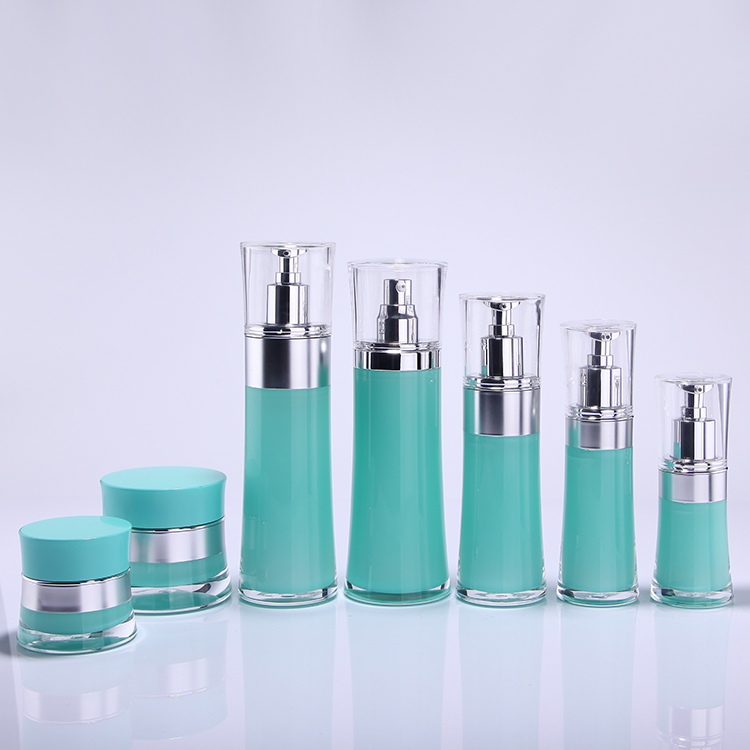 30/50/60/100/120/150ml customized acrylic skincare bottle, luxury cream jars bottle, blue acrylic bottle for eye creamr/serum
