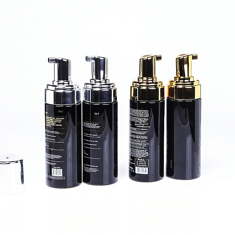 100ml 150ml 200ml Gold silver top foaming cleanser, self tannning eraser plastic foam pump bottle