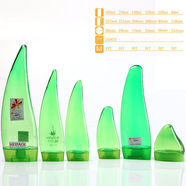 green and transparent Aloe vera 120ml plastic bottle