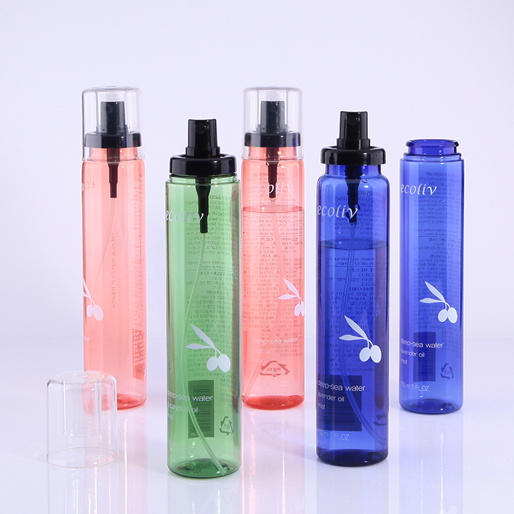40ml/60ml/70ml/100ml/120ml/150ml/200ml pink green blue snap on bottle pet plastic spray bottle with screen printing