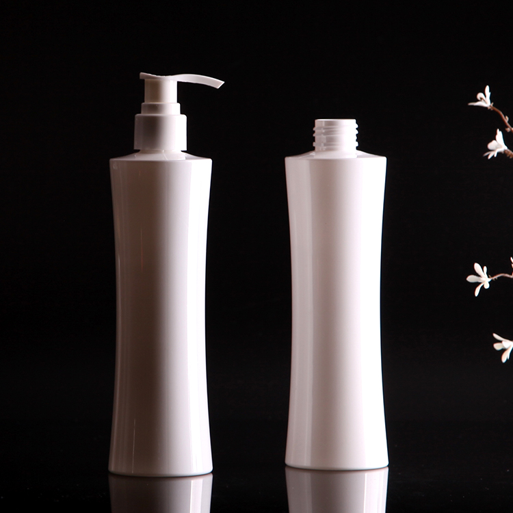 300ml White PET Bottle With Plastic Lotion Pump, Waist Bottle For Shampoo or Body Lotion, Custom Shampoo bottle
