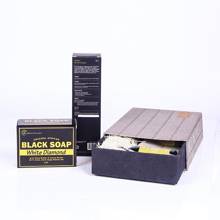 Gold stamping kraft matte black soap box