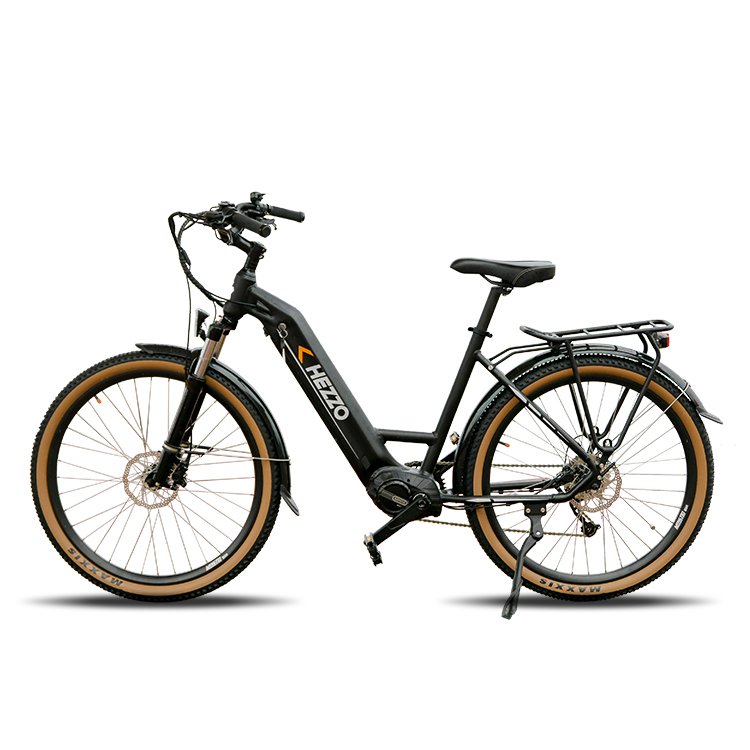 دوچرخه برقی 27.5 اینچی HEZZO Step Thru Ebike 48v 500w BAFANG M600 Mid Drive Electric Bike 90Km برد طولانی تایر ضد سوراخ شدن دوچرخه برقی شهری