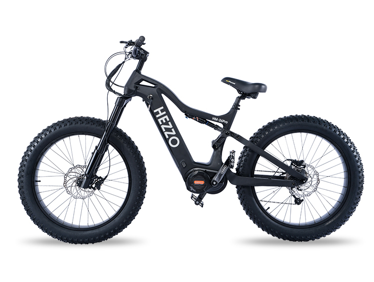 HEZZO High-power 1000W Bafang Mid Drive shimano 9 Speed double 17.5 AH SAMSUNG battery adult Electric-Bicycle full suspension Carbon Fiber Frame off road Fat Tire Moped Hybrid emtb Electric Bike