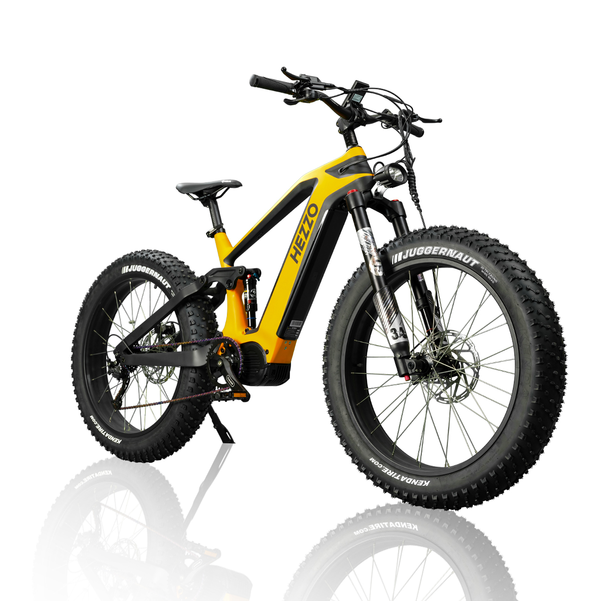 HEZZO HM-26Pro Bicicleta elèctrica de fibra de carboni 52V 1000W Bafang M620 Bicicleta elèctrica de tracció mitjana Shimano 9 velocitats 21AH LG 21700 Bateria DNM Suspensió completa Neu i tot terreny 26 × 4,8″ Kenda Fat Tire Mope...