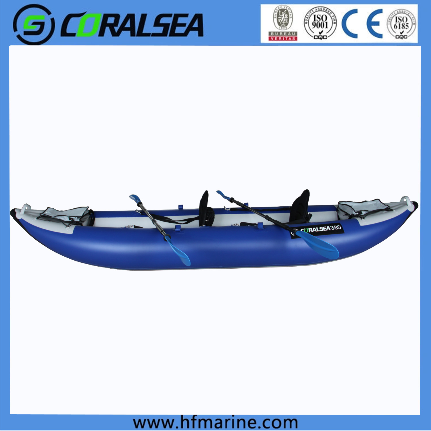 Wholesale Inflatable Pontoon Boat Accessories Factory – Tandem inflatable  fishing kayak white water explorer – CORALSEA Manufacturer and Supplier